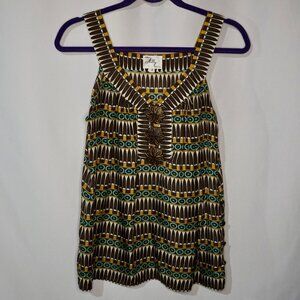 Milly Silk Sleeveless Blouse Size S - Mod 60s Geometric Print